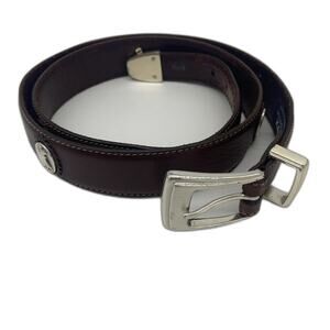 Onyx by Brighton Golf Belt Golfer Medallion Sz 40 Brown Leather 1.25" Wide 10407